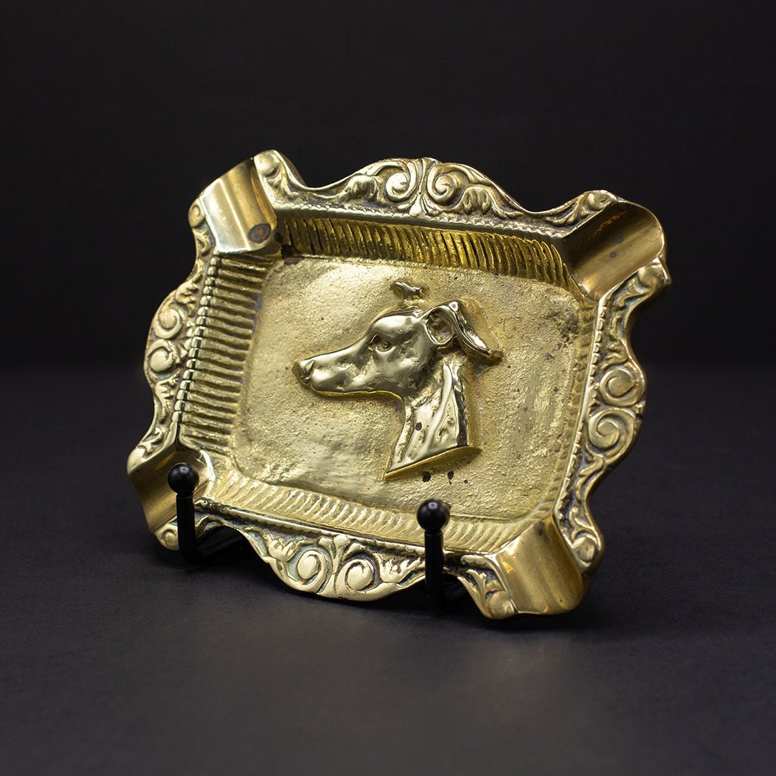 Brass Greyhound/Whippet Tray - FLORA BLACK