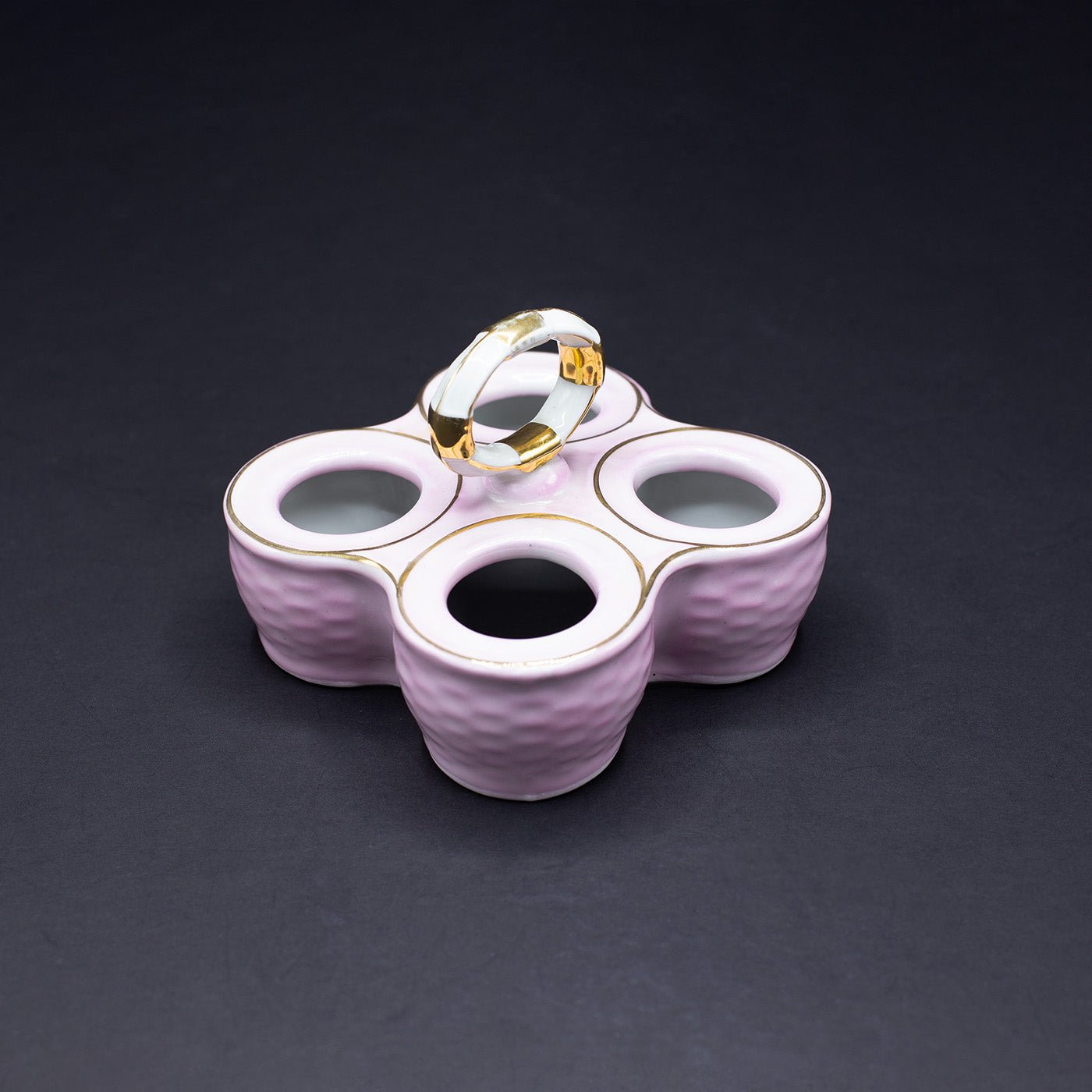 Candy Pink Egg cruet for 4 eggs - FLORA BLACK