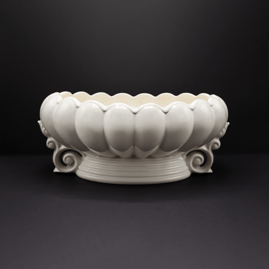 Enormous Scroll Handled Scalloped Bowl - FLORA BLACK