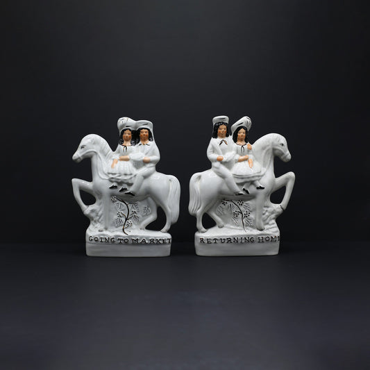Going To Market, Returning Home Staffordshire flatback (Pair) - FLORA BLACK