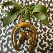 Horse Head & Shoe Brass Medallion - FLORA BLACK
