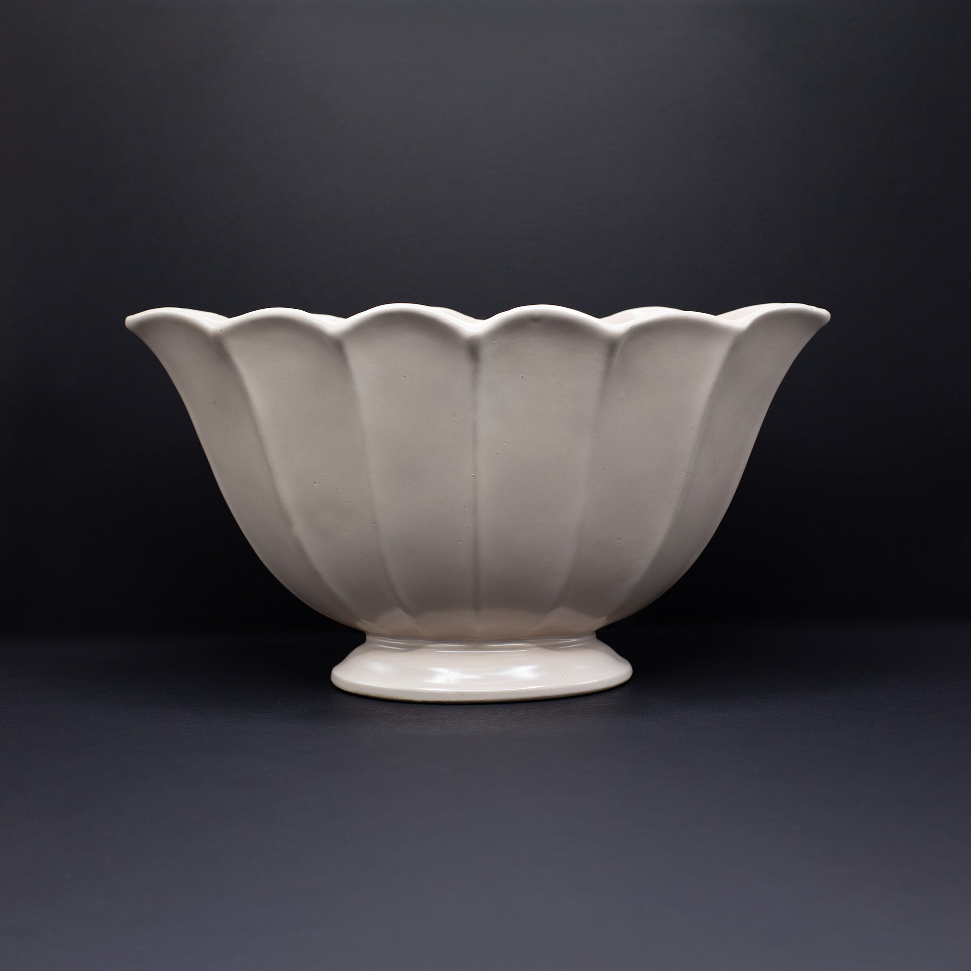 Huge Plaster Pink Scalloped Vase - FLORA BLACK