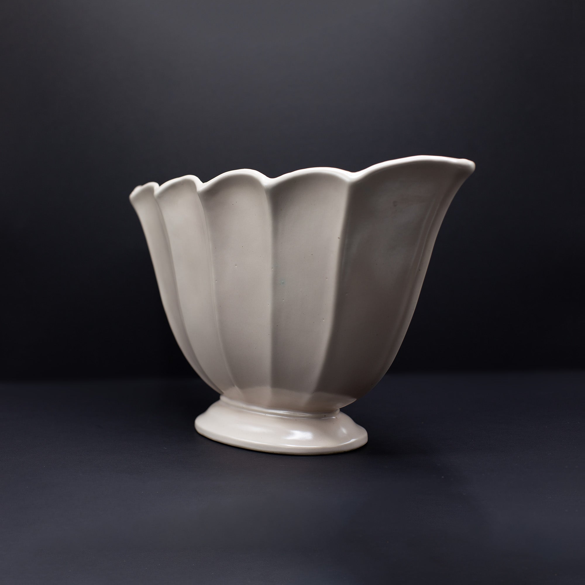 Huge Plaster Pink Scalloped Vase - FLORA BLACK