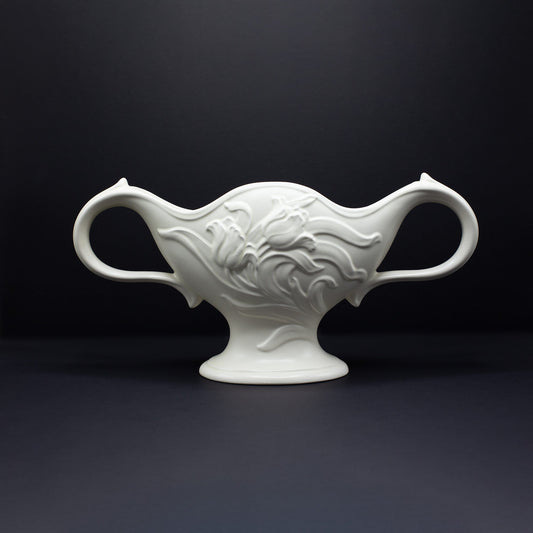 Large Mantel Vase With Tulip Relief - FLORA BLACK