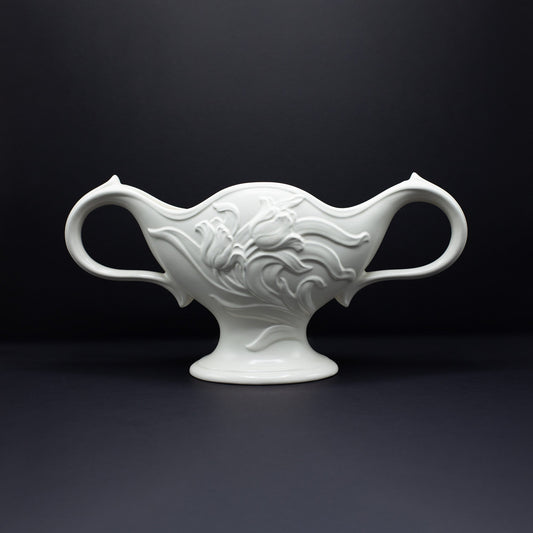 Large Mantel Vase with Tulip Relief - FLORA BLACK