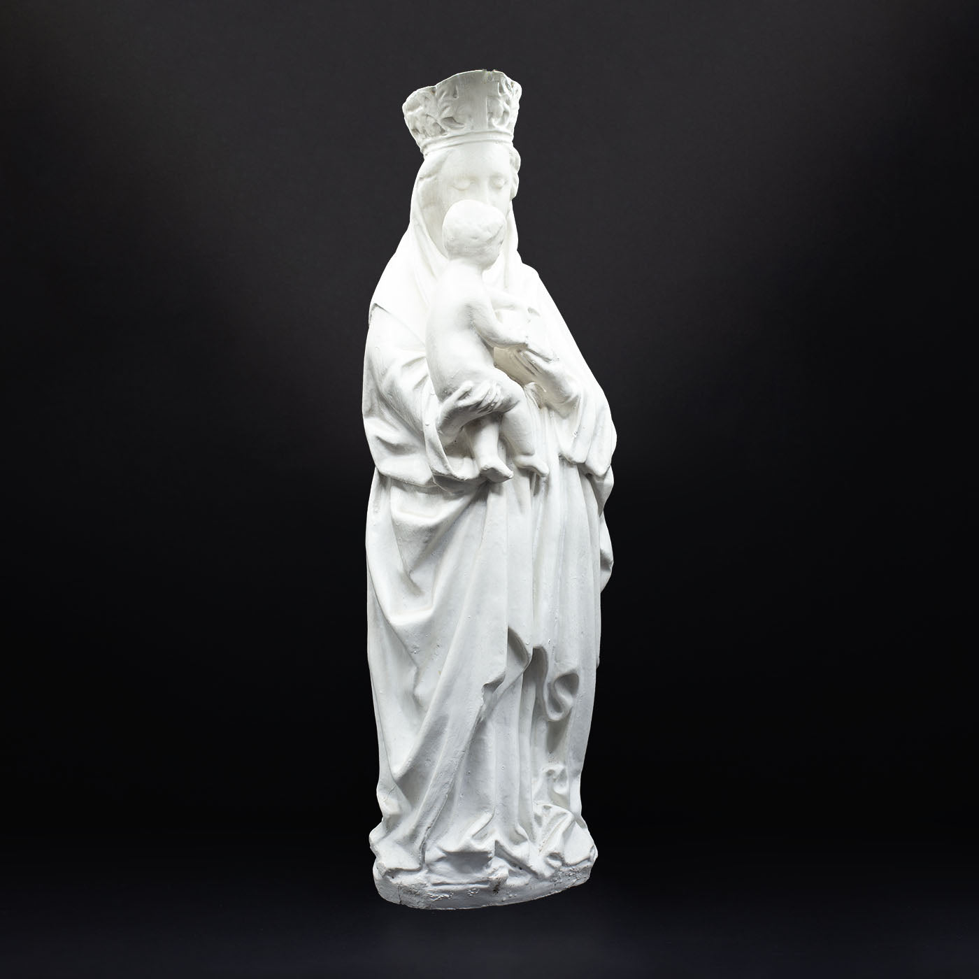 Large Plaster Cast Madonna & Child Statue - FLORA BLACK