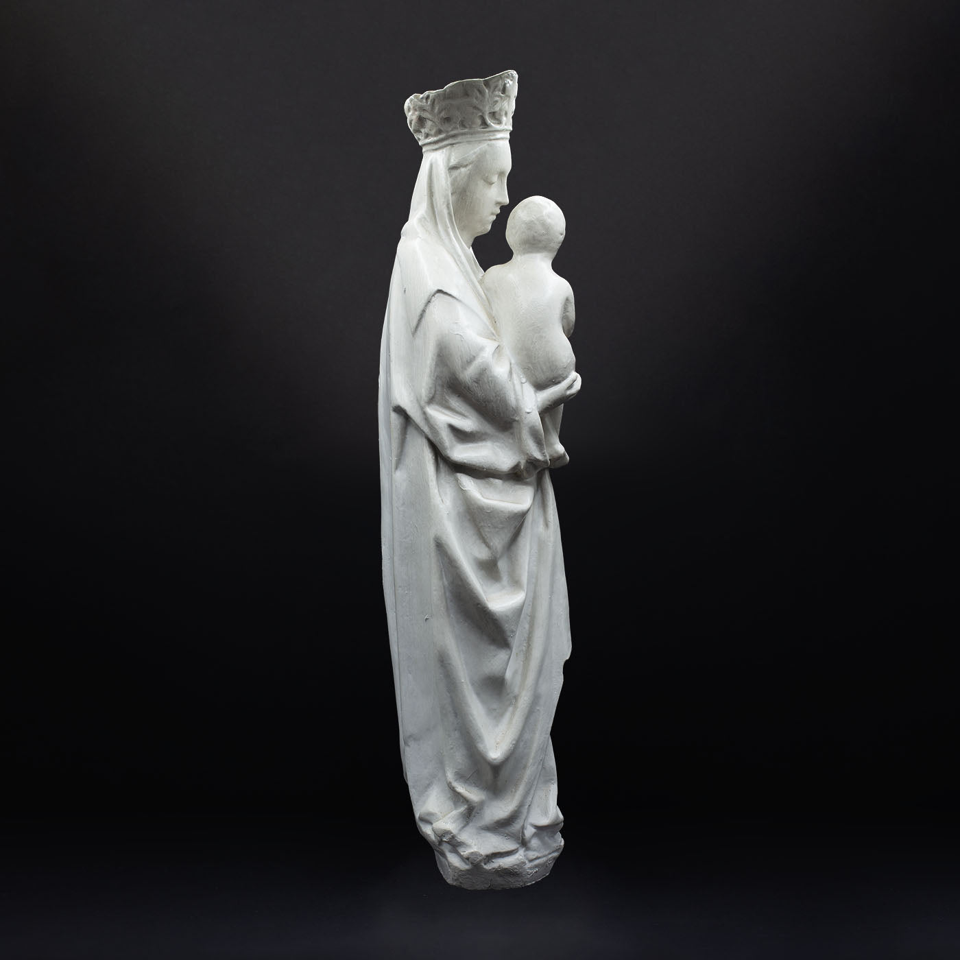 Large Plaster Cast Madonna & Child Statue - FLORA BLACK