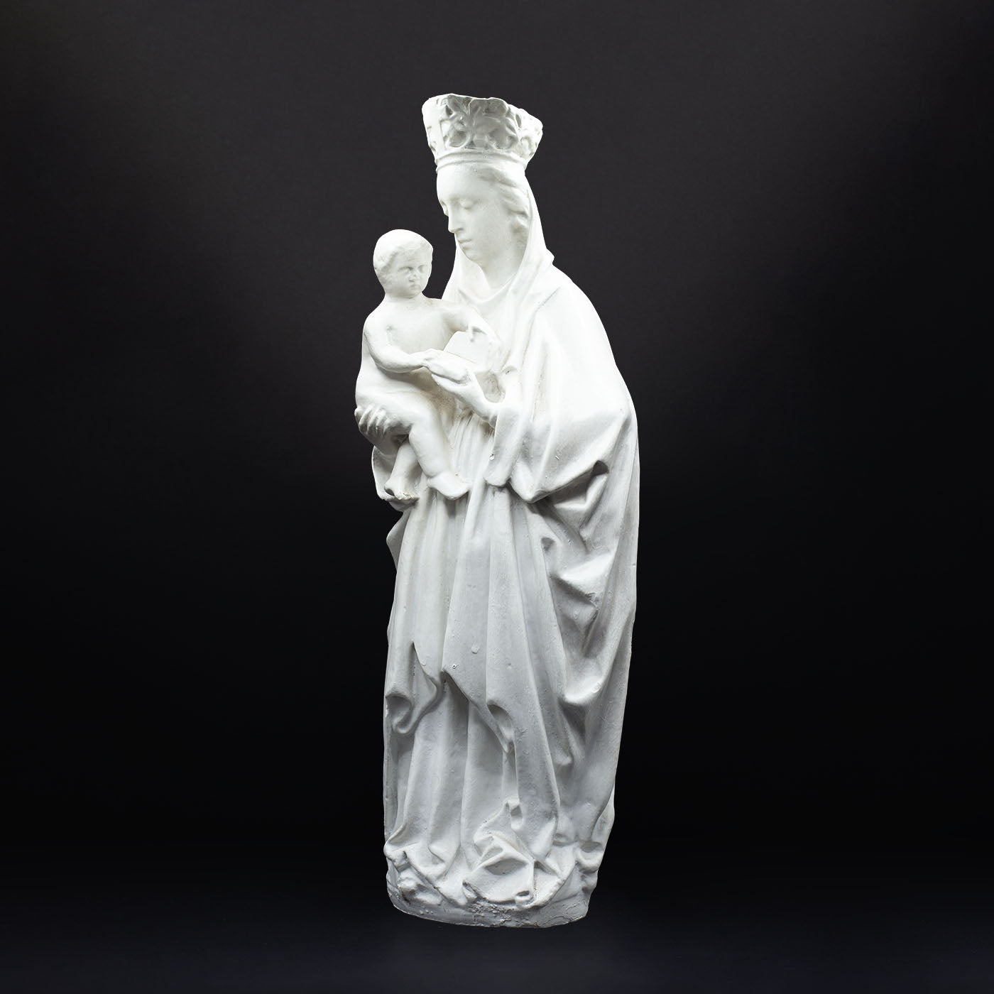 Large Plaster Cast Madonna & Child Statue - FLORA BLACK