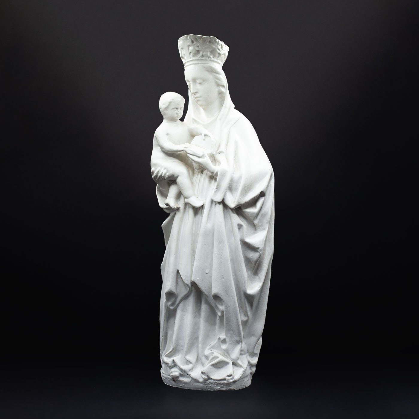 Large Plaster Cast Madonna & Child Statue - FLORA BLACK