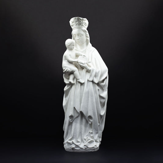 Large Plaster Cast Madonna & Child Statue - FLORA BLACK