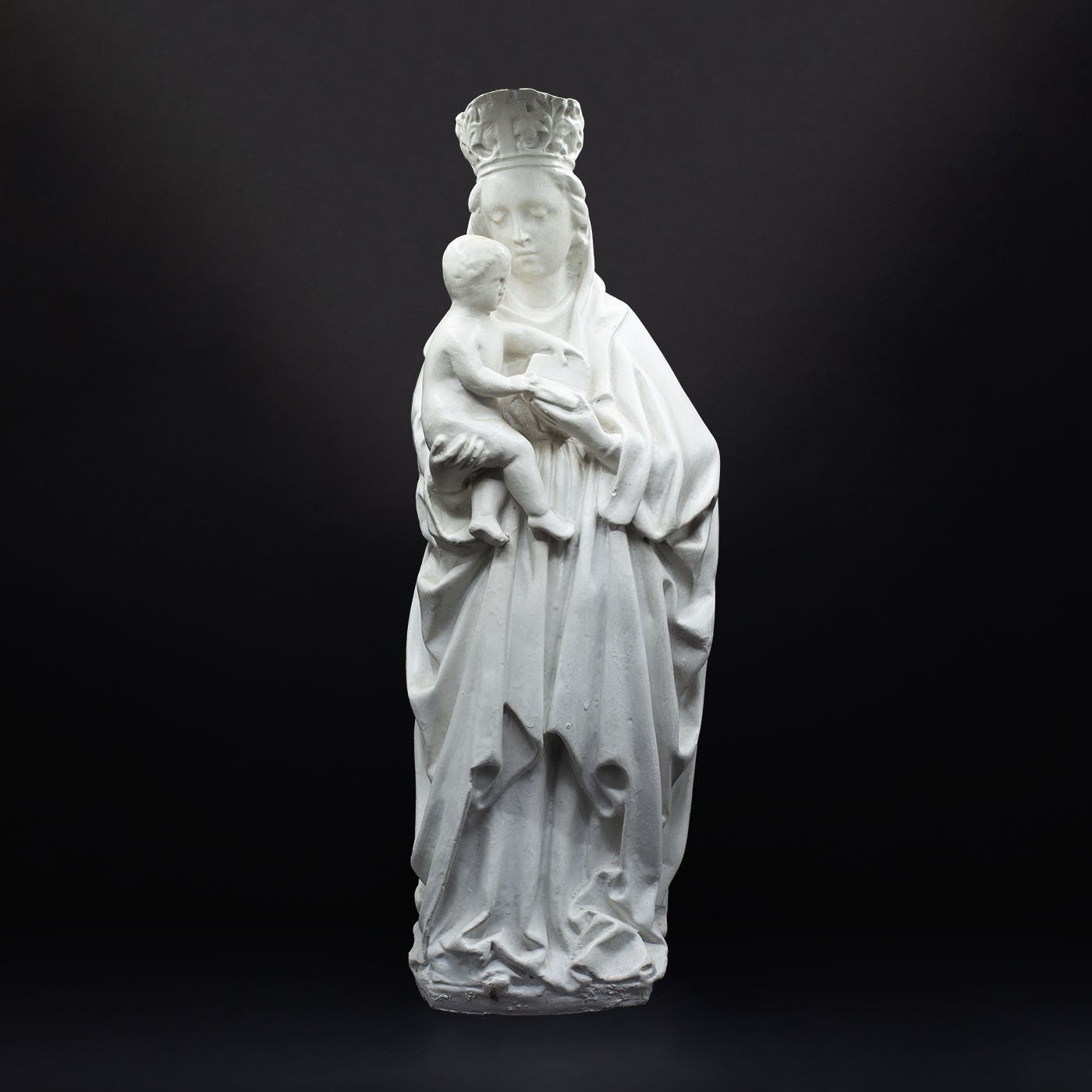 Large Plaster Cast Madonna & Child Statue - FLORA BLACK