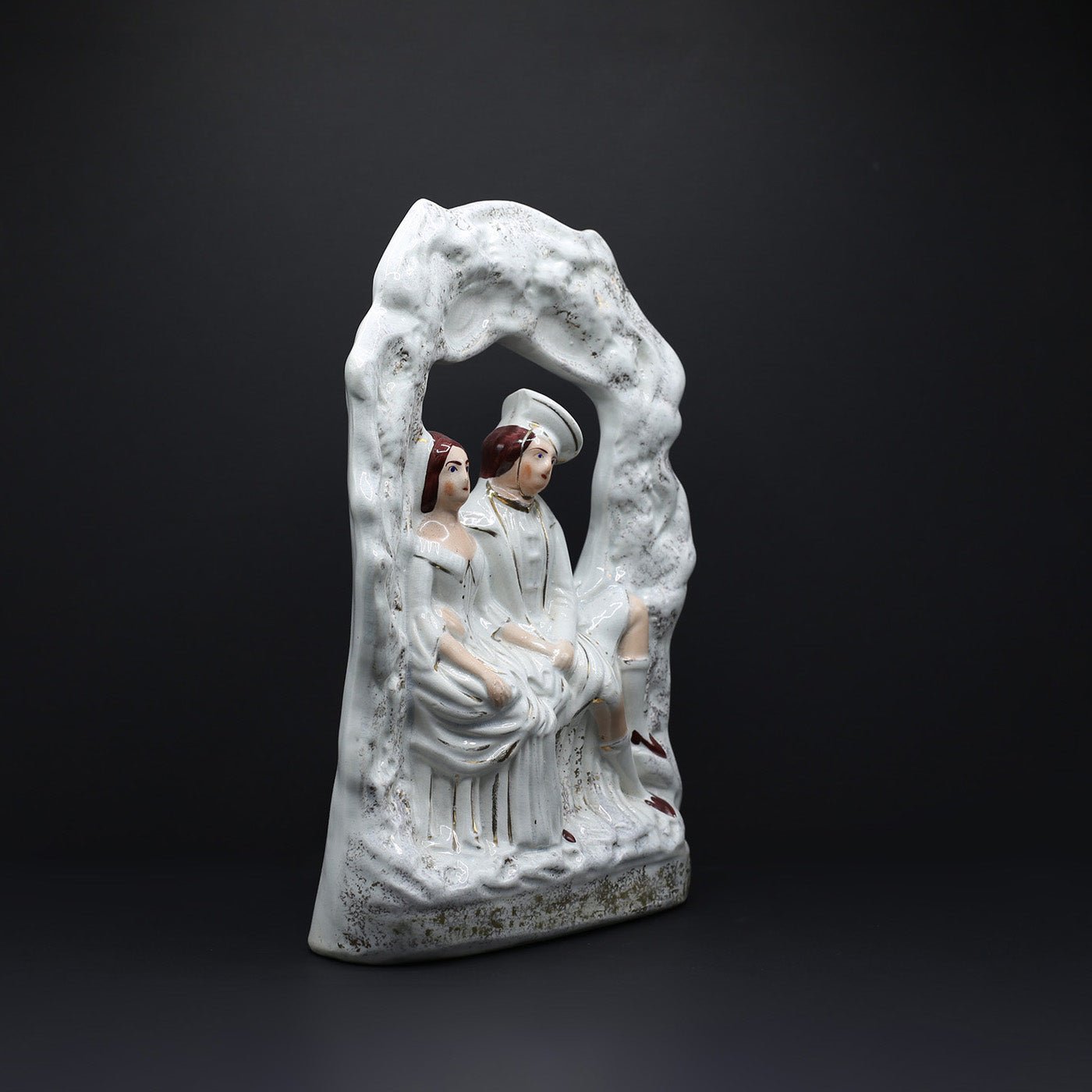 Large Staffordshire Flatback Courting Couple - FLORA BLACK