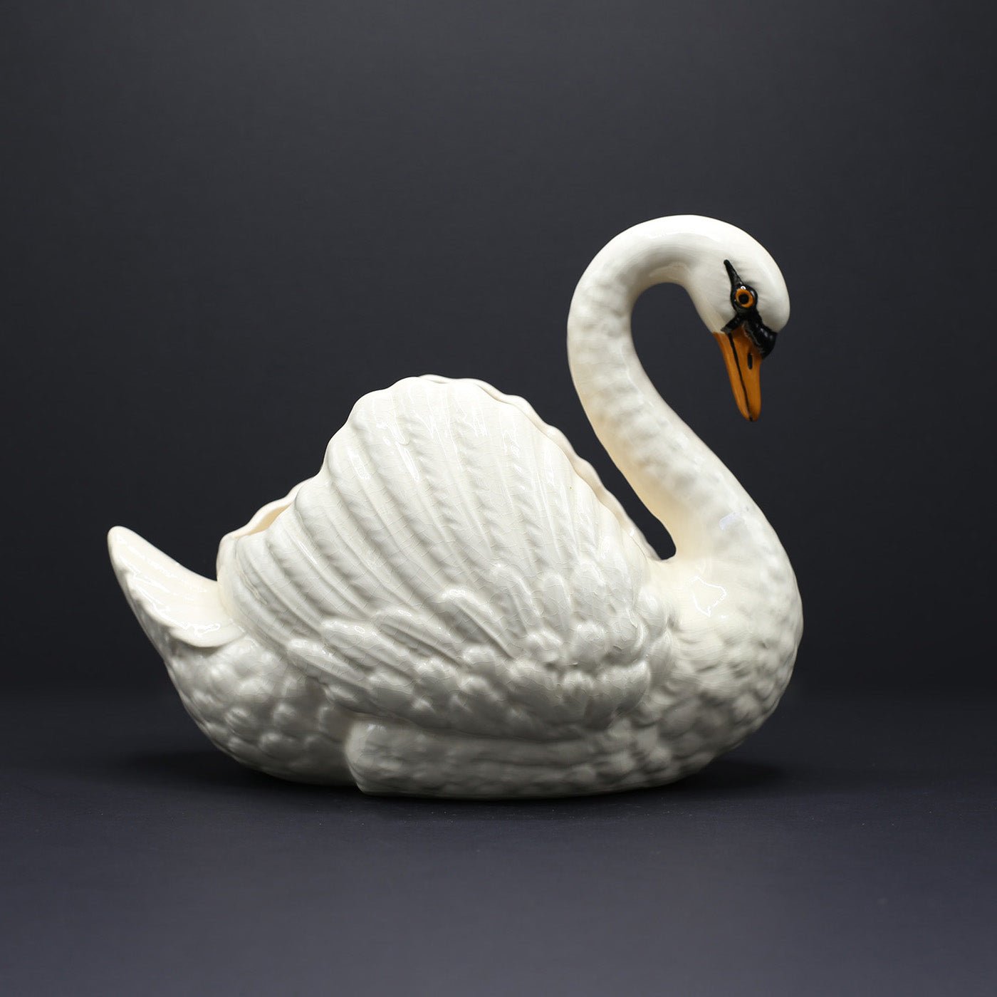 Large Swan Jardinière with Mustard Beak - FLORA BLACK