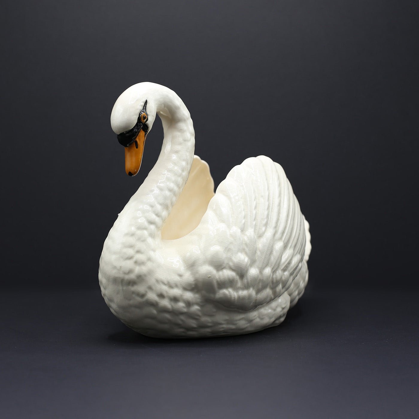 Large Swan Jardinière with Mustard Beak - FLORA BLACK