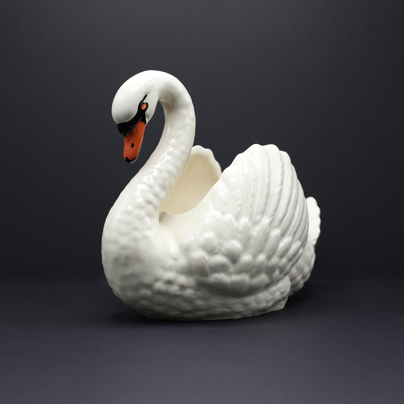 Large Swan Jardinière with Orange Beak - FLORA BLACK