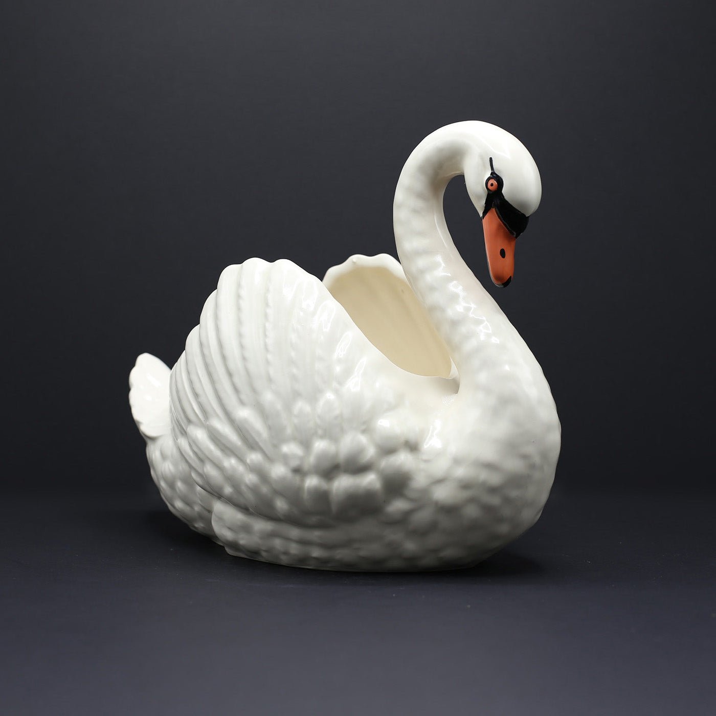 Large Swan Jardinière with Orange Beak - FLORA BLACK