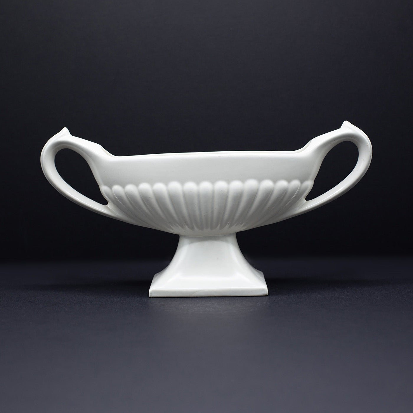 Mantle Vase with Twin Handles and Raised Pedestal - FLORA BLACK