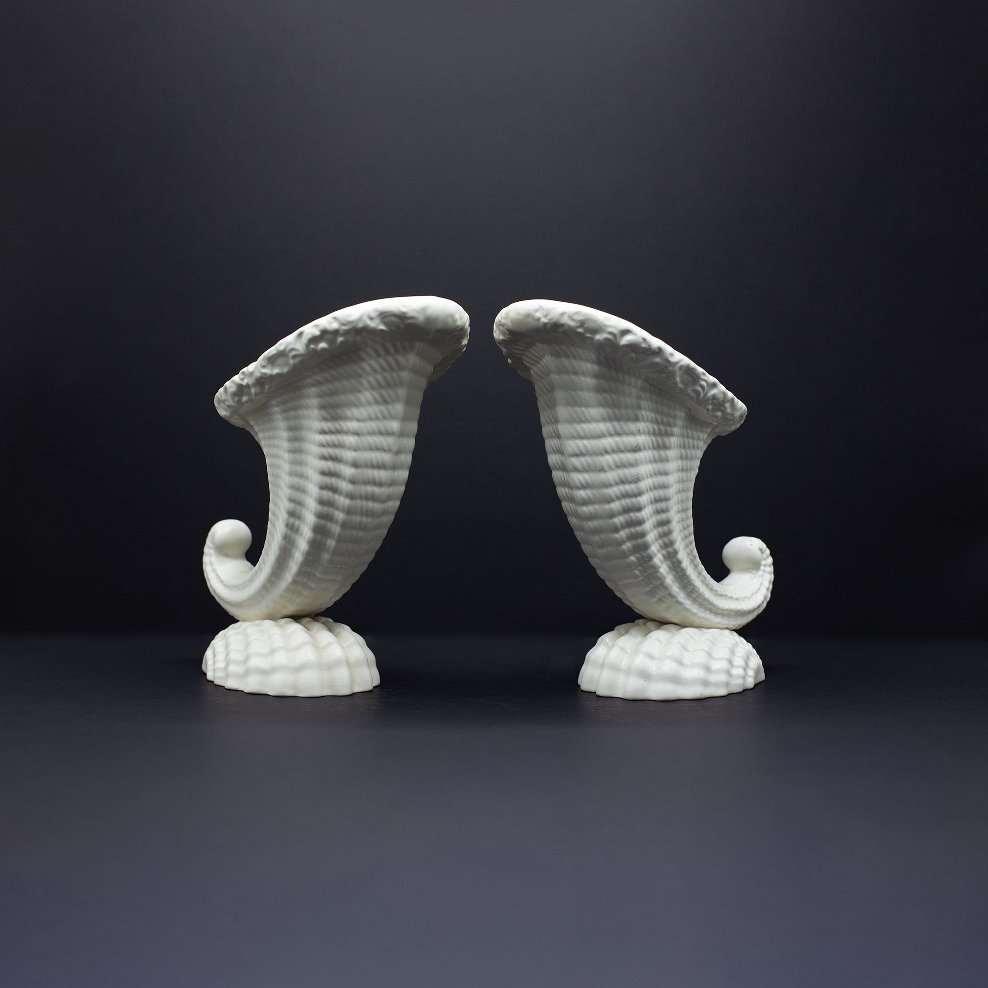 Pair Of Matching Cornucopia Vases - FLORA BLACK