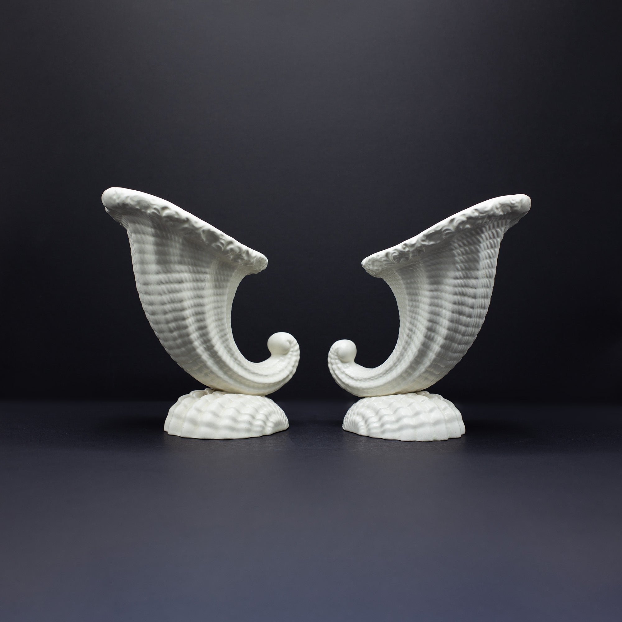 Pair Of Matching Cornucopia Vases - FLORA BLACK