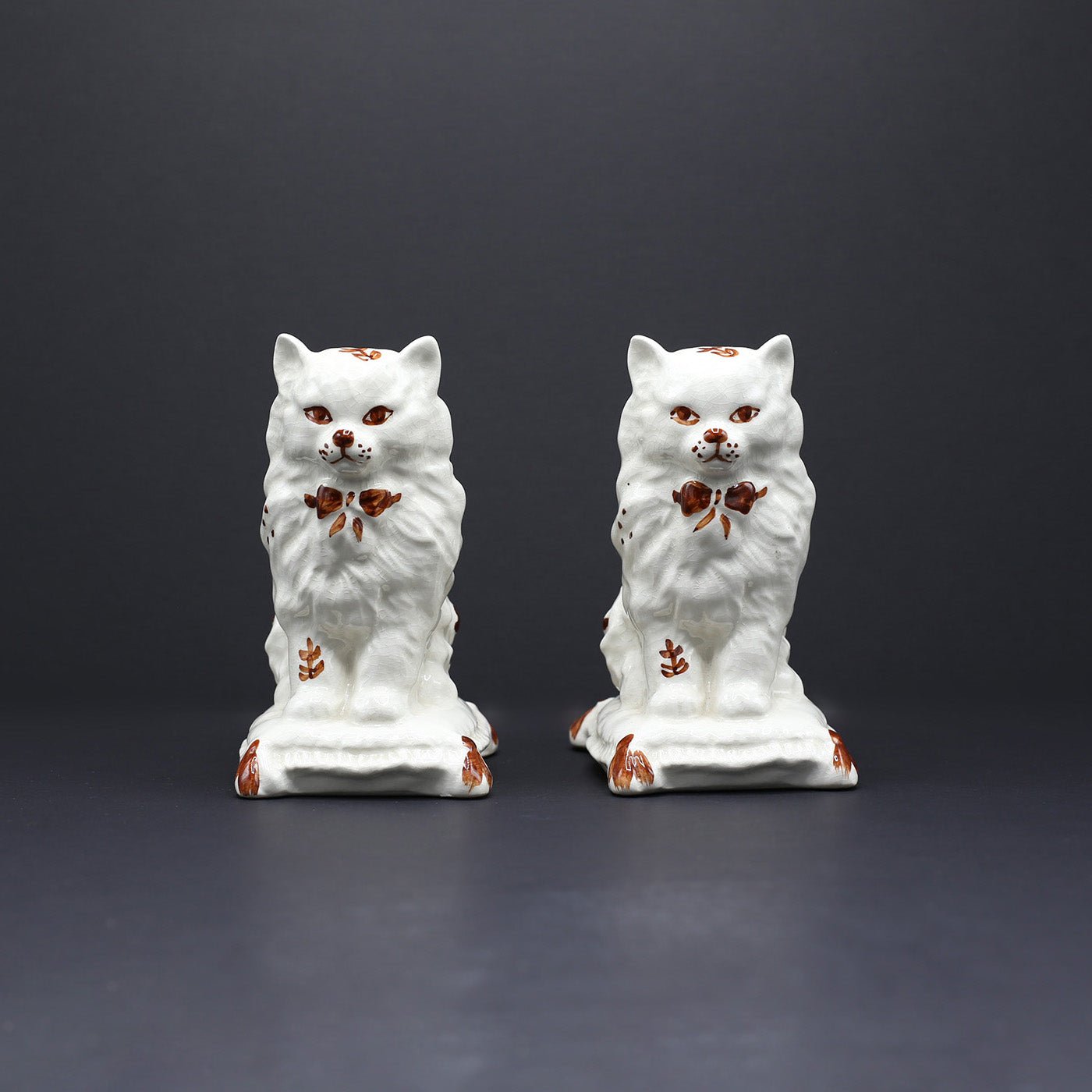 Pair Of Pretty Cats Sat on Cushions - FLORA BLACK