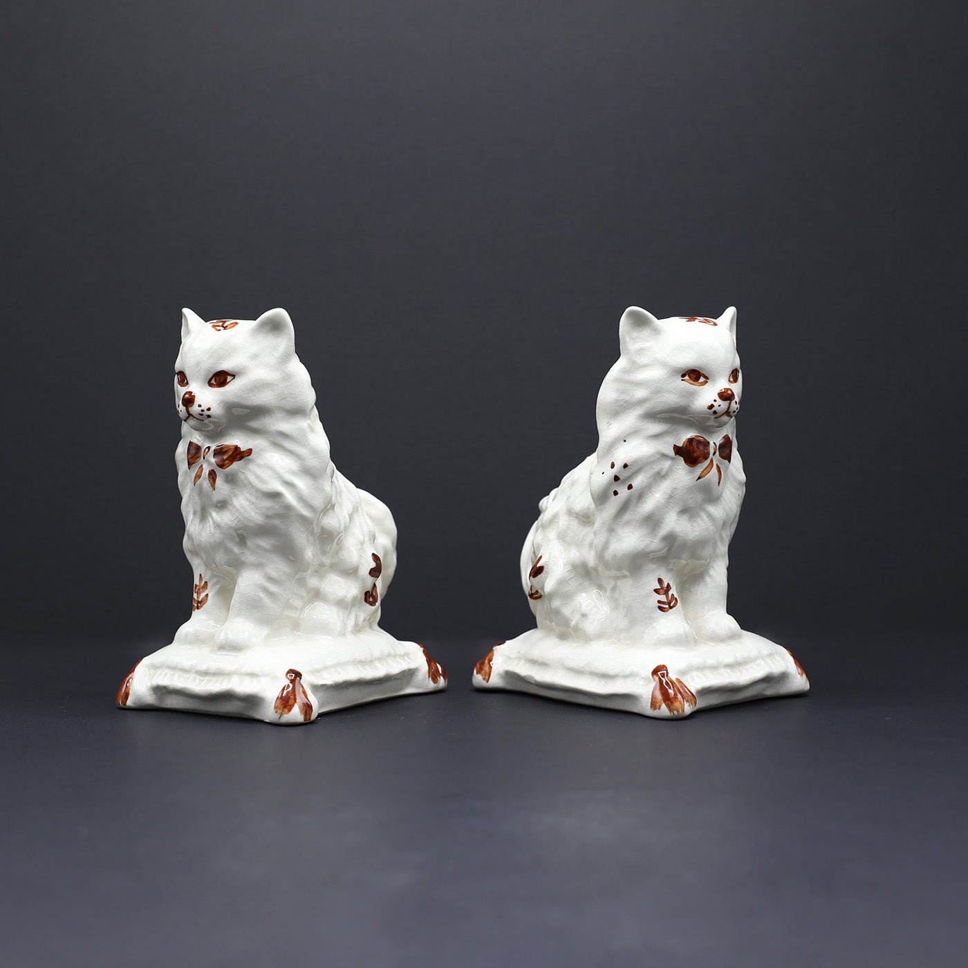 Pair Of Pretty Cats Sat on Cushions - FLORA BLACK