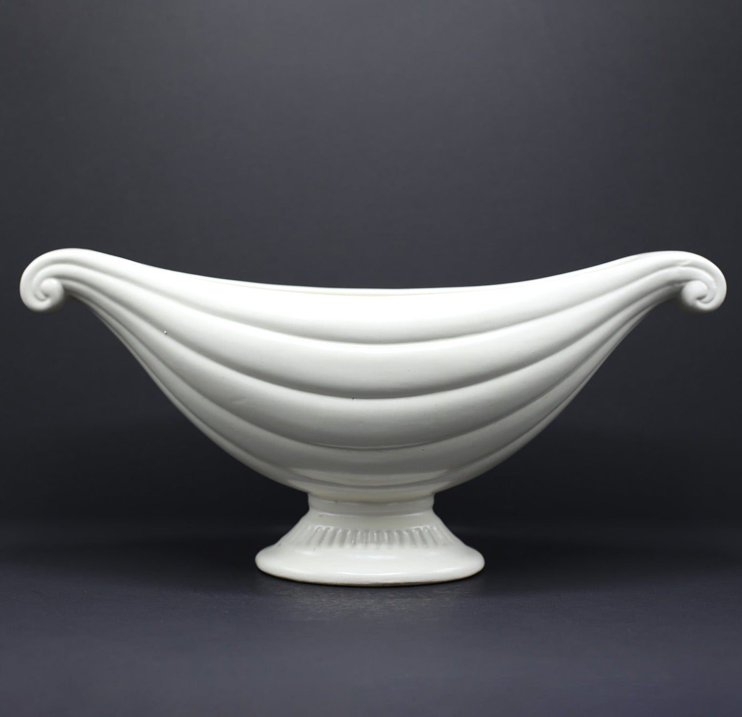 Scroll Handled Swaggered Mantel Vase - FLORA BLACK