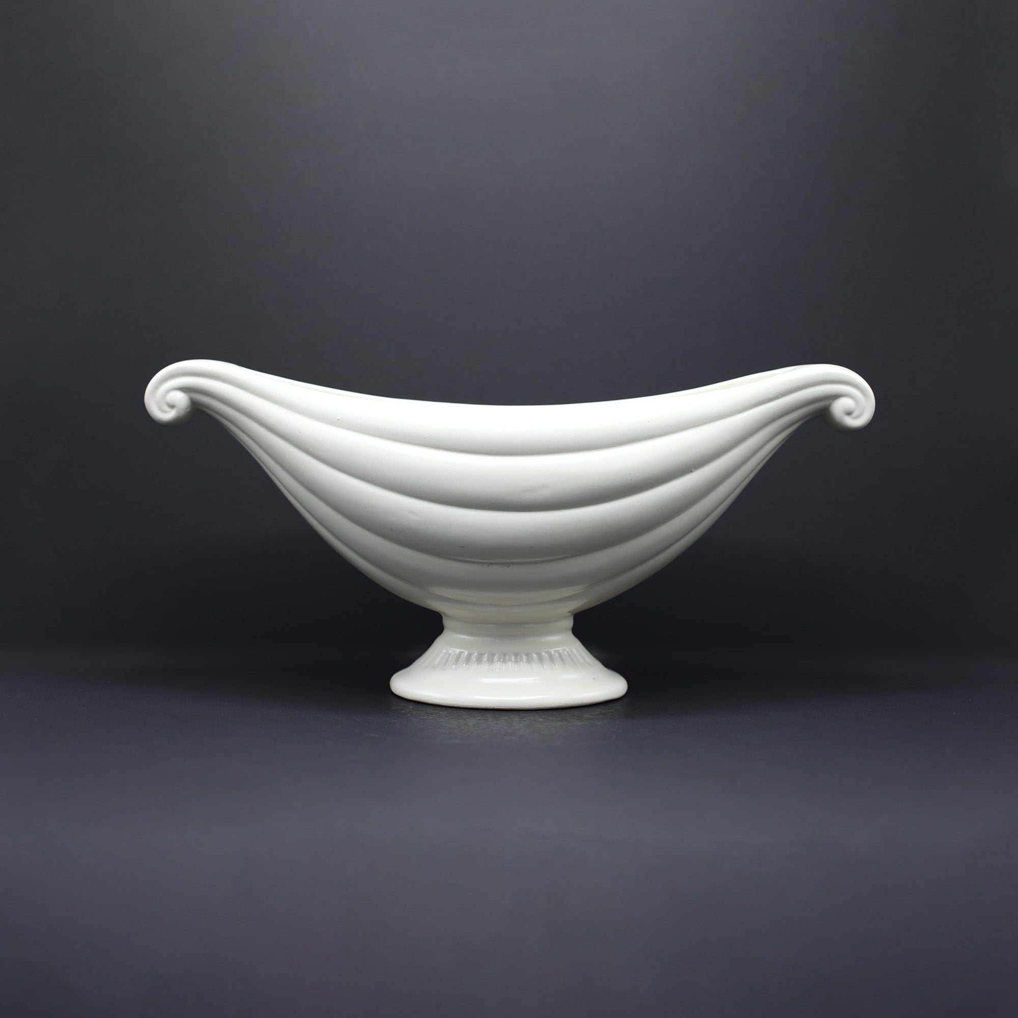 Scroll Handled Swaggered Mantel Vase - FLORA BLACK