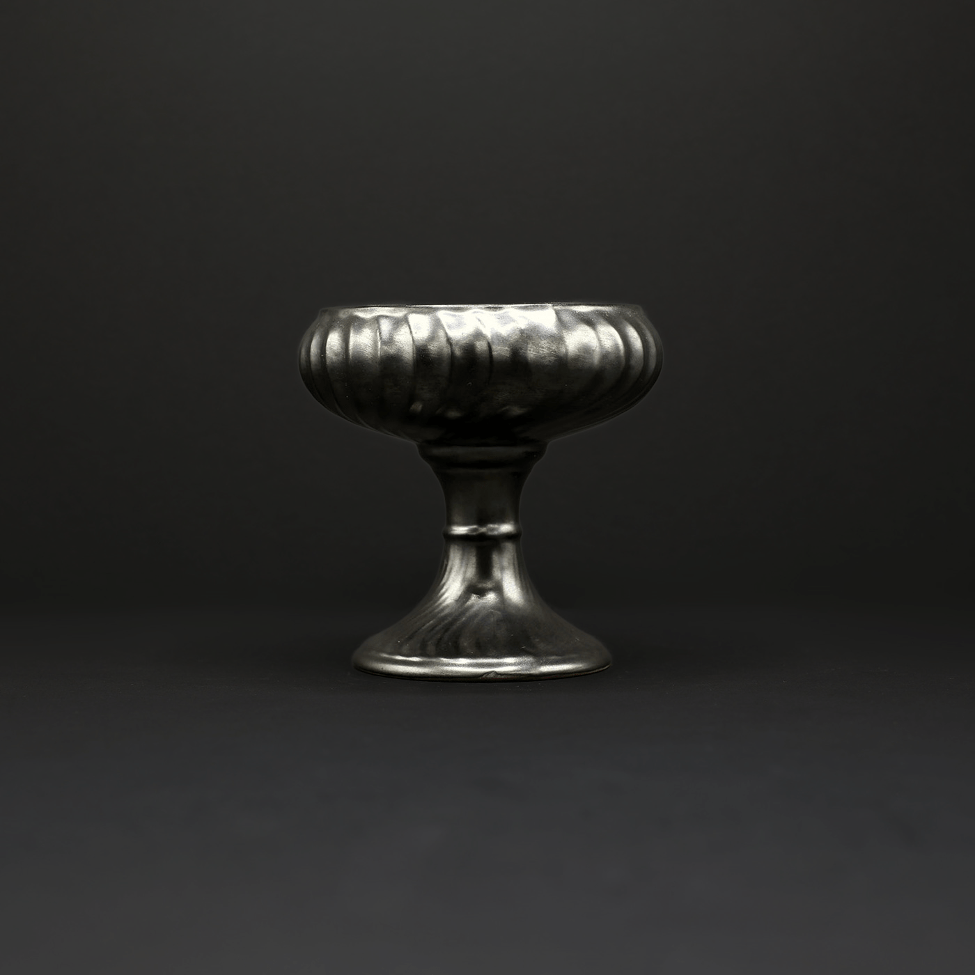 Small Pewter Pedestal Dish or Rose Bowl - FLORA BLACK