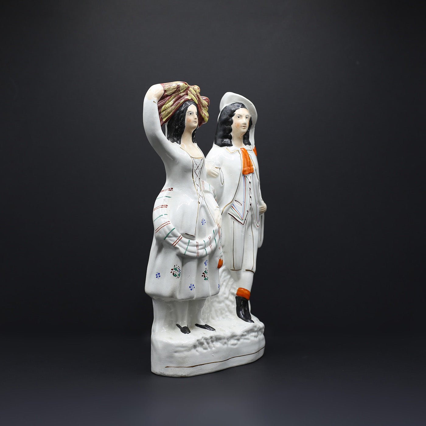 Staffordshire Flatback Courting Couple Returning From Harvest - FLORA BLACK