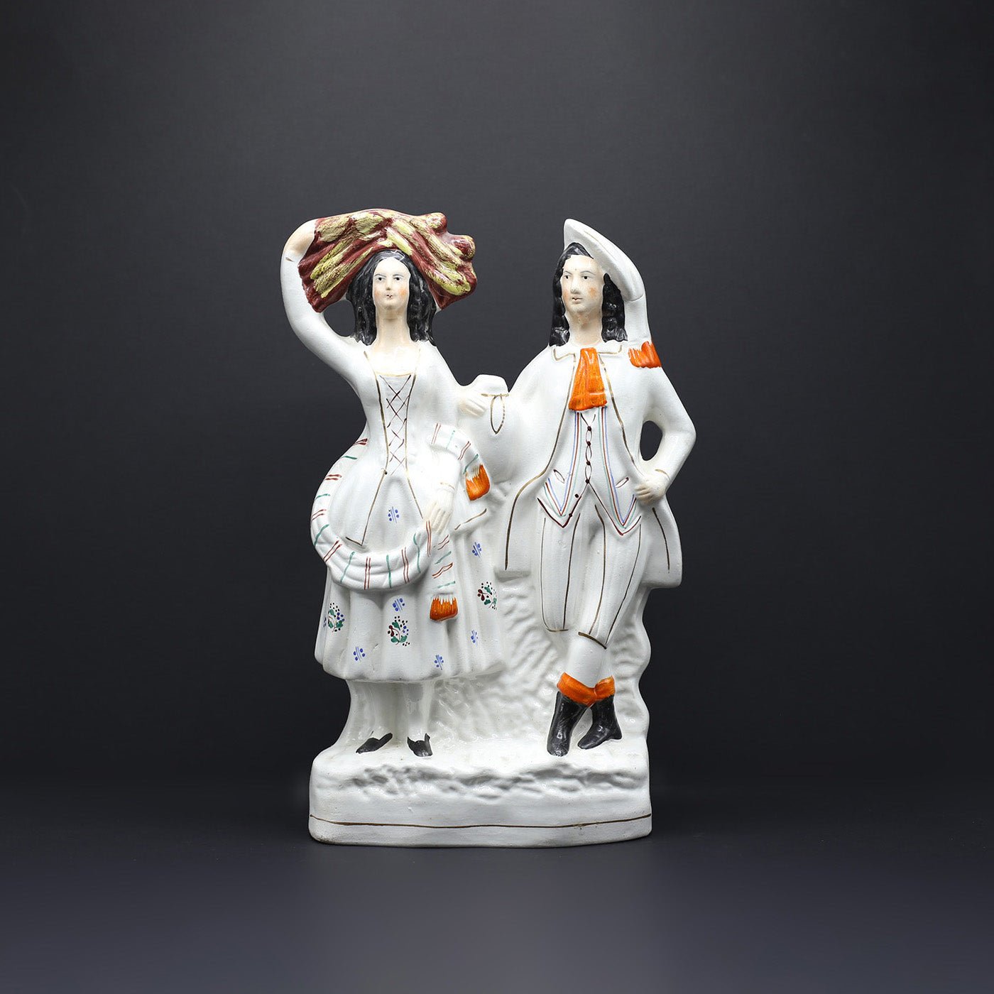 Staffordshire Flatback Courting Couple Returning From Harvest - FLORA BLACK