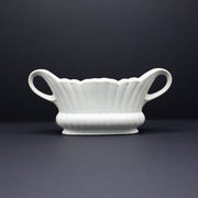 Twin Handled Slimline Scalloped Grooved Vase - FLORA BLACK