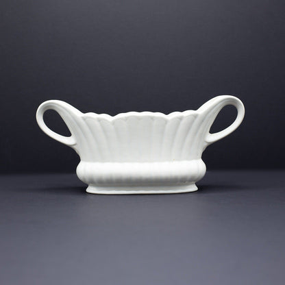 Twin Handled Slimline Scalloped Grooved Vase - FLORA BLACK
