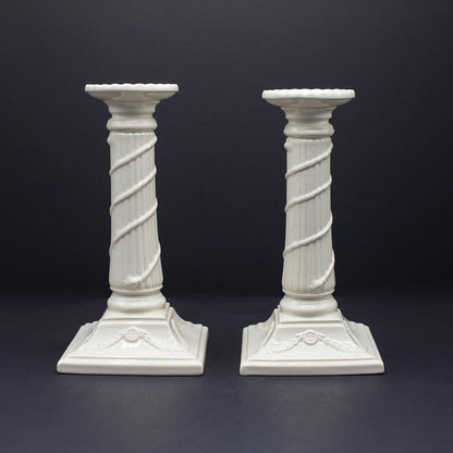 Two Roman Doric Column Candle Sticks - FLORA BLACK