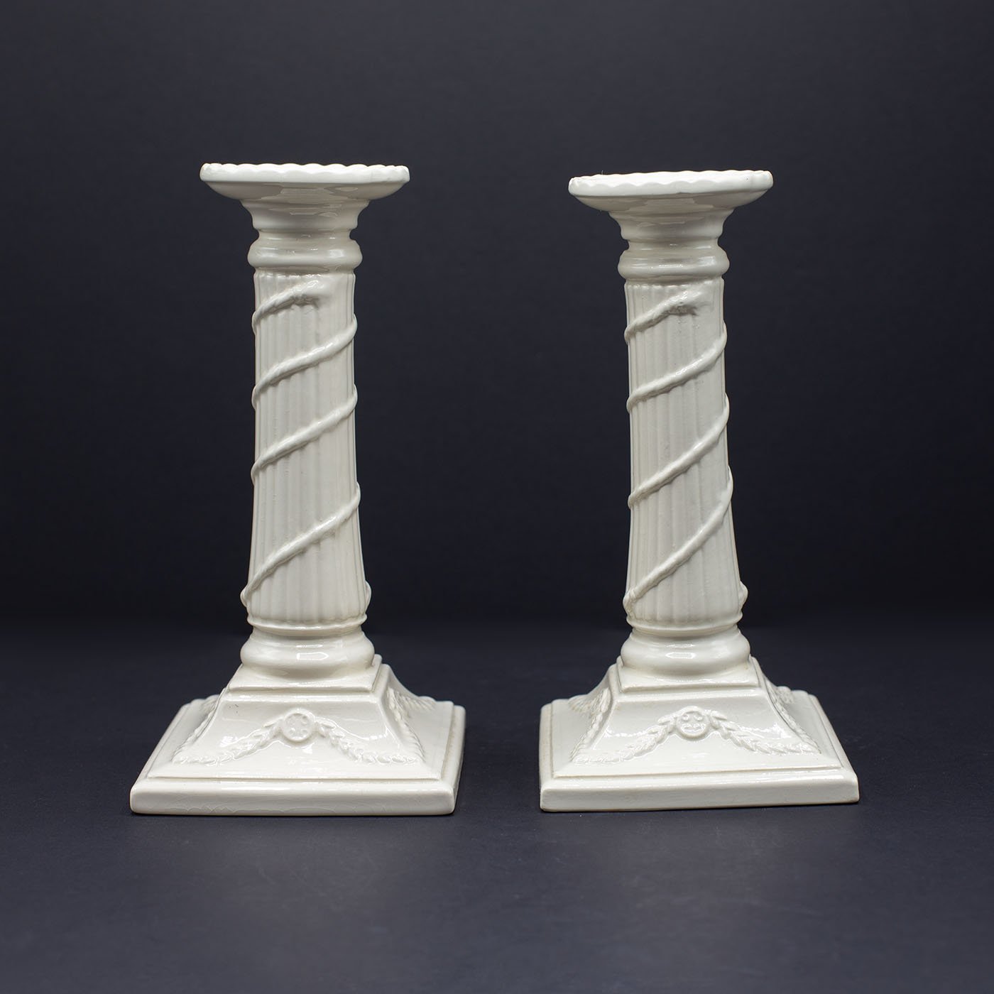 Two Roman Doric Column Candle Sticks - FLORA BLACK
