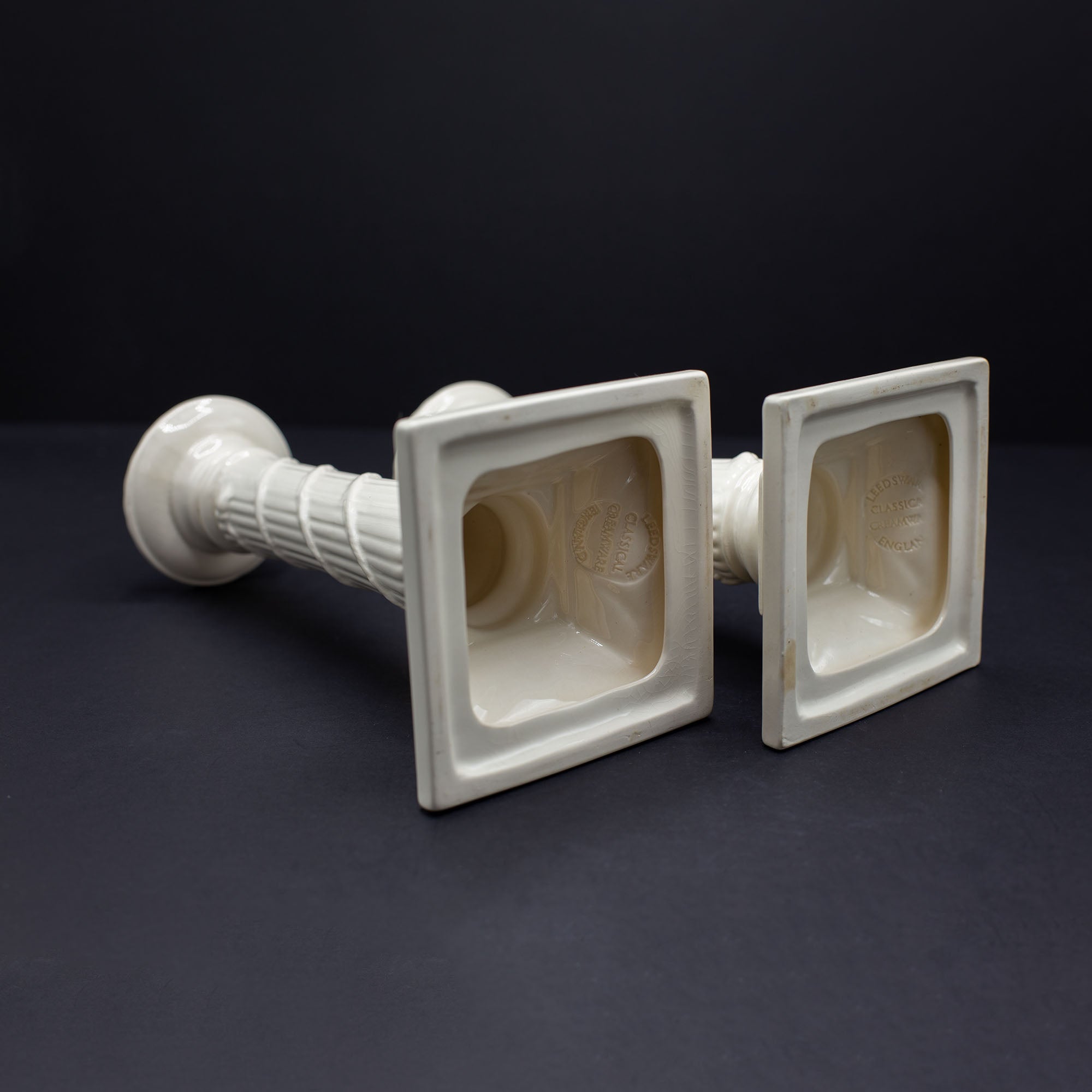 Two Roman Doric Column Candle Sticks - FLORA BLACK