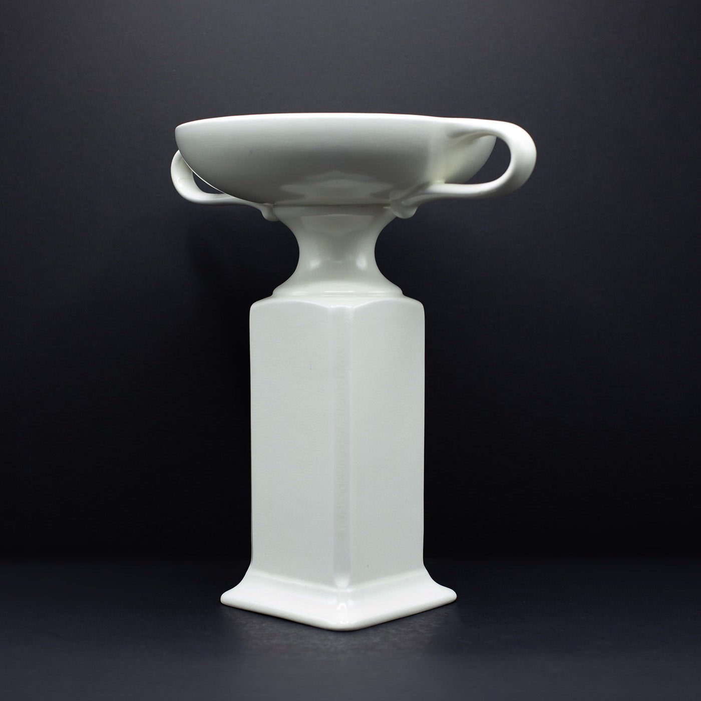 Unusual Twin Handled Dish on Plynth - FLORA BLACK