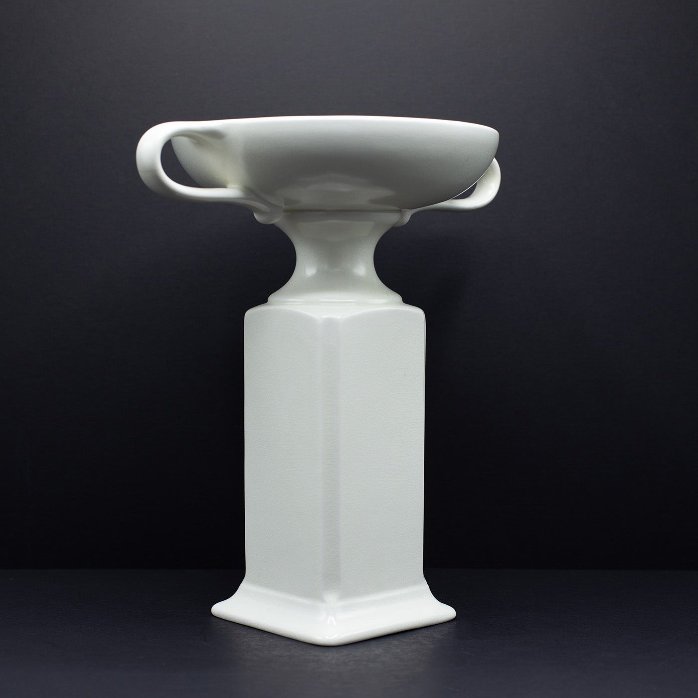 Unusual Twin Handled Dish on Plynth - FLORA BLACK